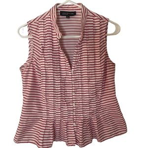 JONES New York Striped Peplum Sleeveless Blouse Medium